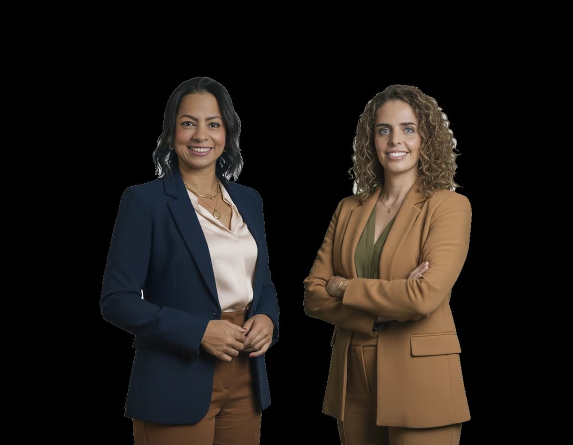 Daniele Vieira e Inácia Nunes em composição editorial para conteúdos imobiliários